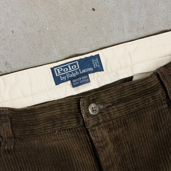 Vintage Polo Ralph Lauren Corduroy Pants Pleated Andrew Brown 100% Cotton 38x30 - Picture 3 of 9